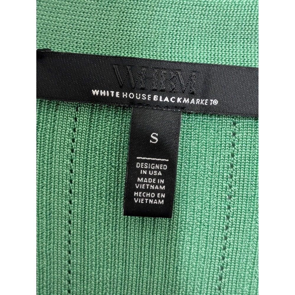 White House Black Market Green Ribbed Button Front Cardigan Sweater S - Picture 3 of 4